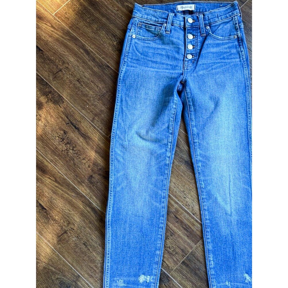 Madewell Slightly Distressed Button Down Jeans Slim Straight, Size 24